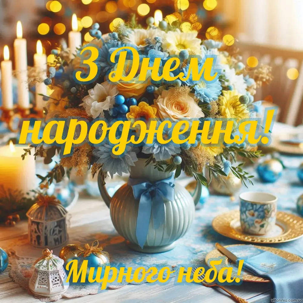 Українське вітання з днем народження жінці мирного неба