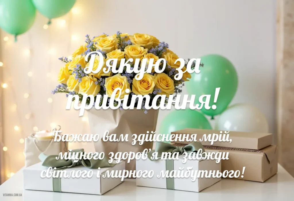 Картинка дякую за привітання з днем народження з побажаннями українською мовою