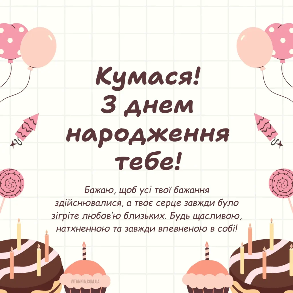 Сучасні привітання з днем народження кумі своїми словами