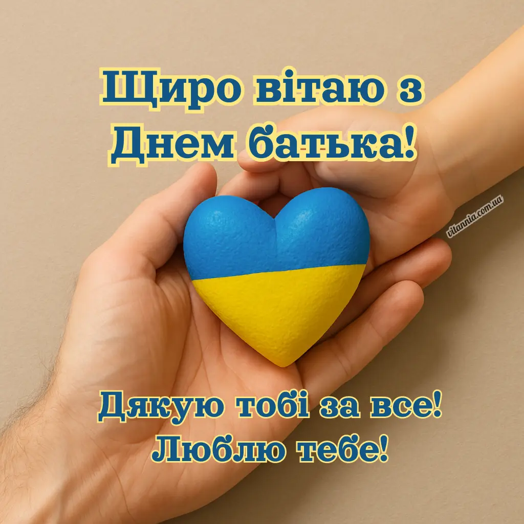 Щире привітання з Днем батька 2025 українською мовою. Дякую тобі за все. Люблю тебе