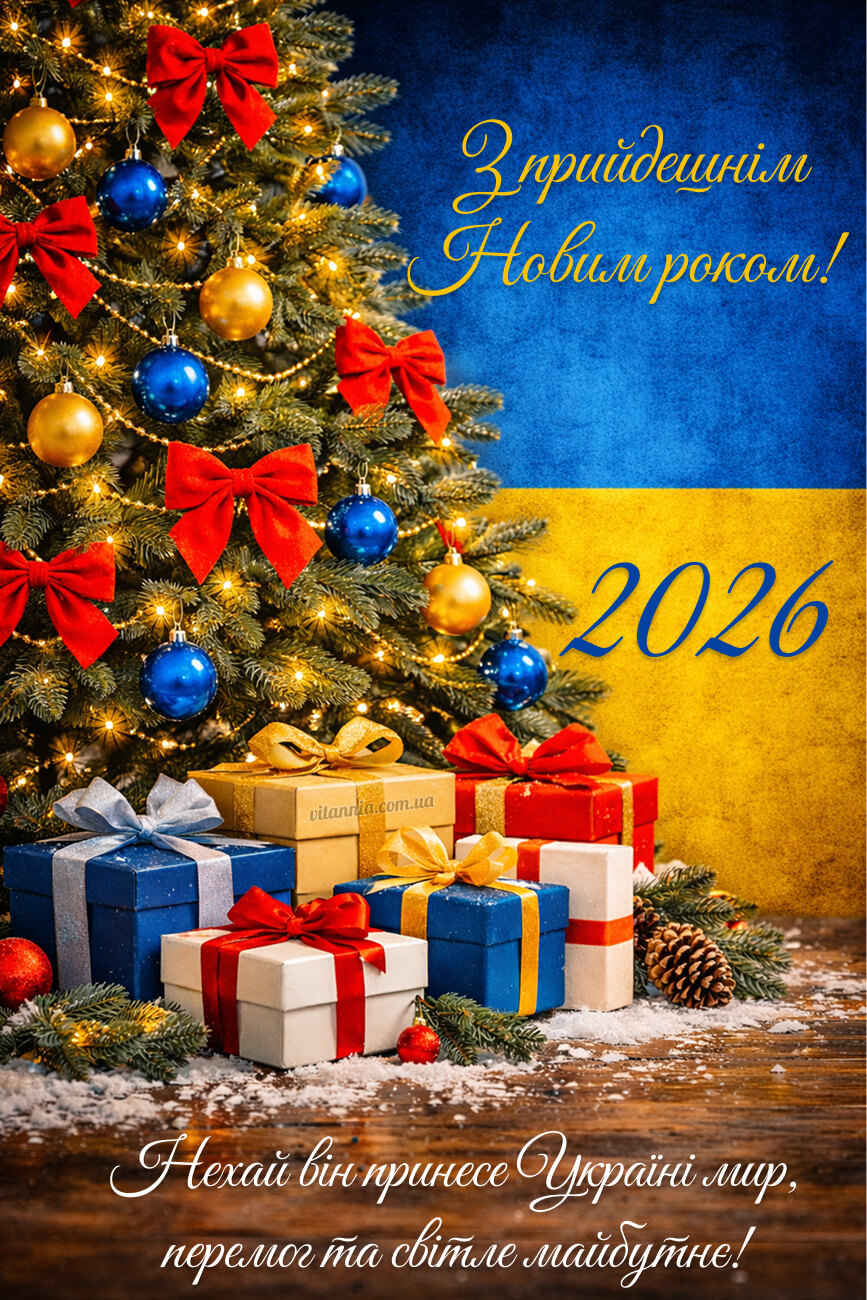 Патріотична картинка з прийдешнім Новим роком 2026 українською